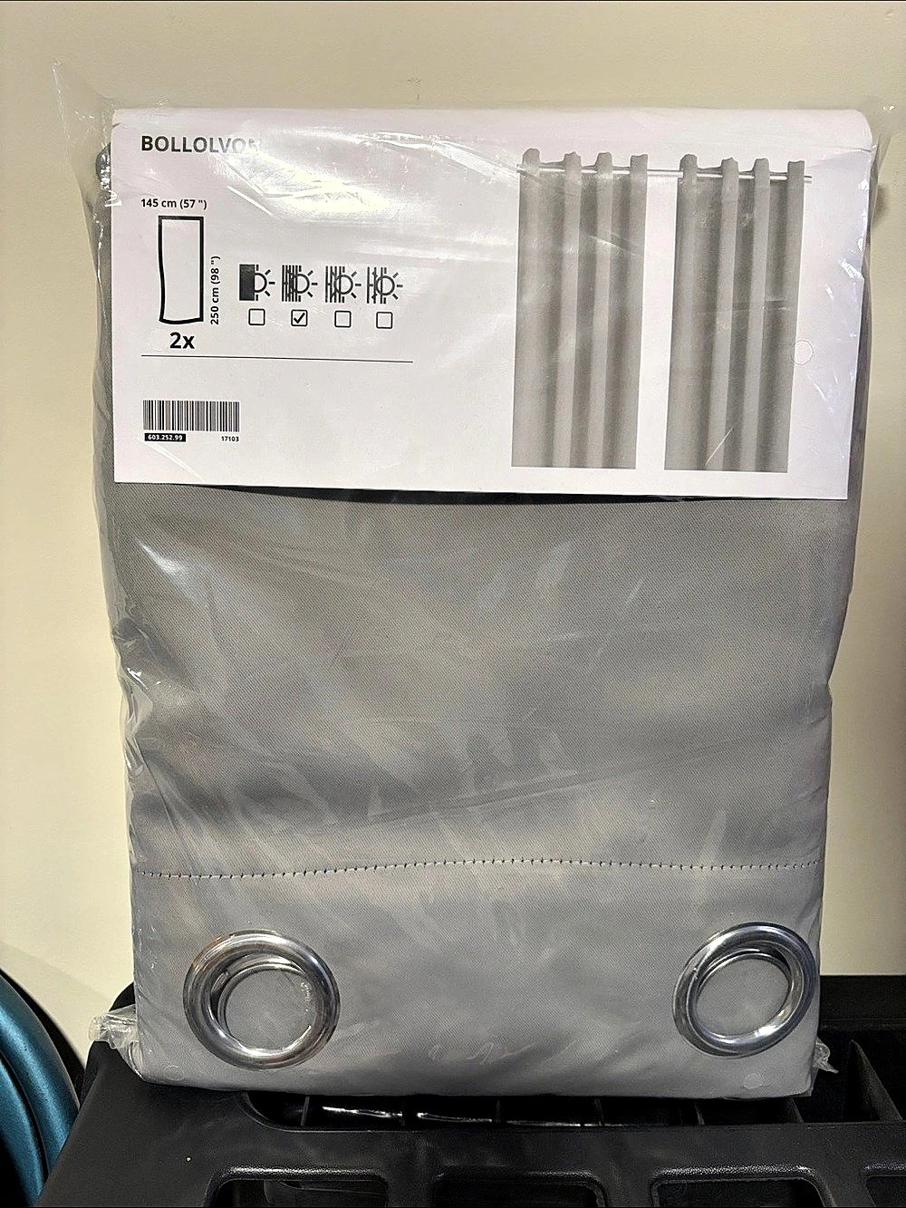 BOLLÖLVON Gray Grommet Curtain Panels NWT